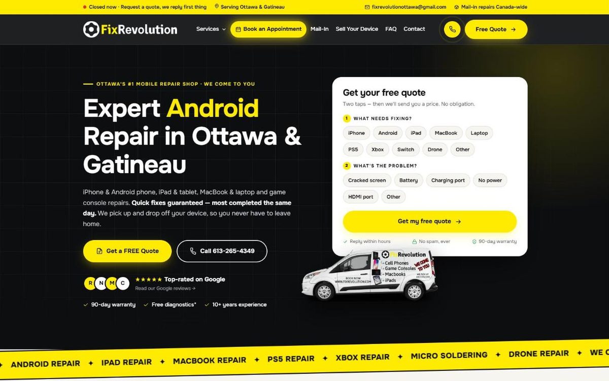 Página web que hicimos para Fix Revolution