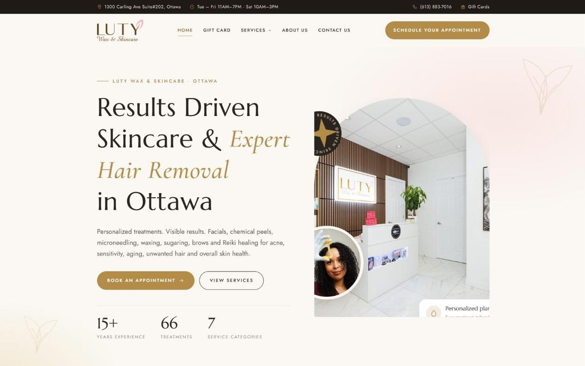 Página web que hicimos para Luty Wax & Skincare
