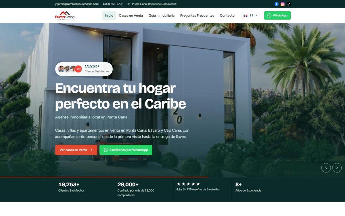 Página web que hicimos para The Punta Cana Life